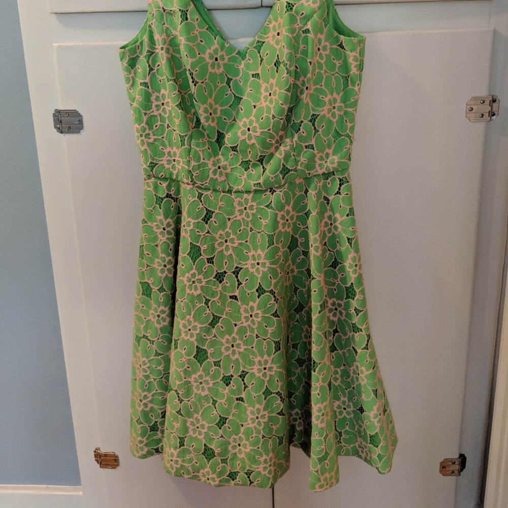 Lilly Pulitzer Freja Dress New Green Pique Lace